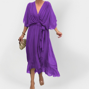 Monika – Luftiges Chiffonkleid für Damen mit V-Ausschnitt – Ansicht 3