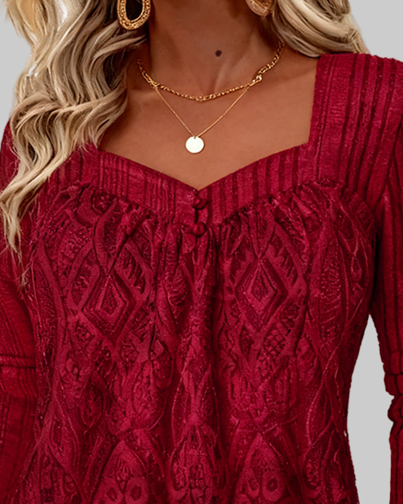 Damen-Top mit eckigem Ausschnitt und Spitze – Ansicht 8