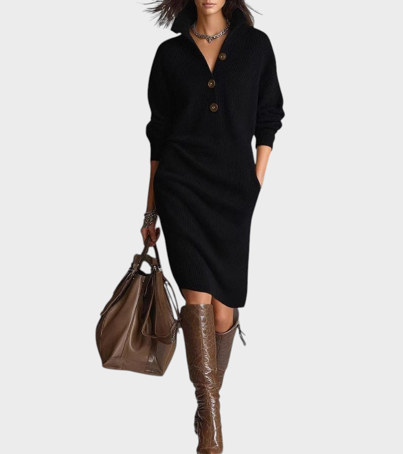 Scarlett – Elegantes Winterkleid für Damen mit Knöpfen – Ansicht 2