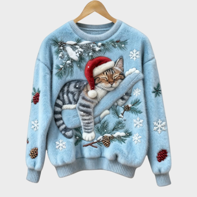 Wilma – Lässiger Damenpullover mit Katzenmotiv – Ansicht 4