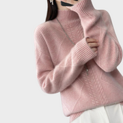 Nathalie – Kaschmirpullover mit Stehkragen und Zopfmuster – Ansicht 7