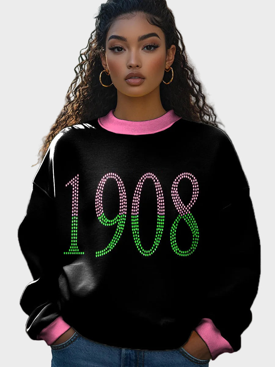 Umama – Lässiges Sweatshirt mit Sisterhood-Design in Rosa und Grün