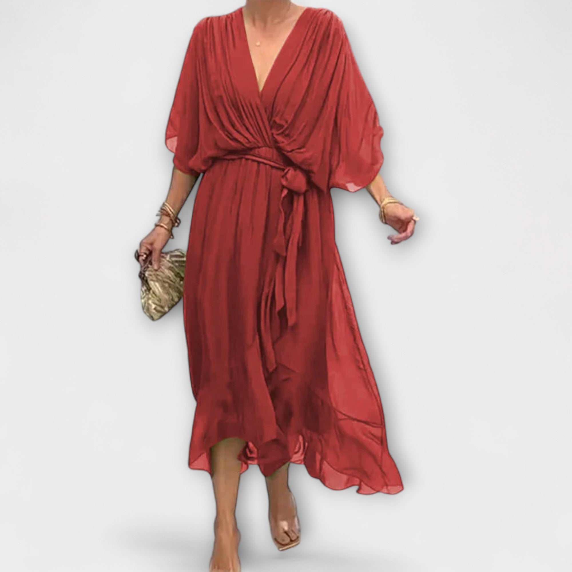 Amoura — Chiffonkleid mit V-Ausschnitt