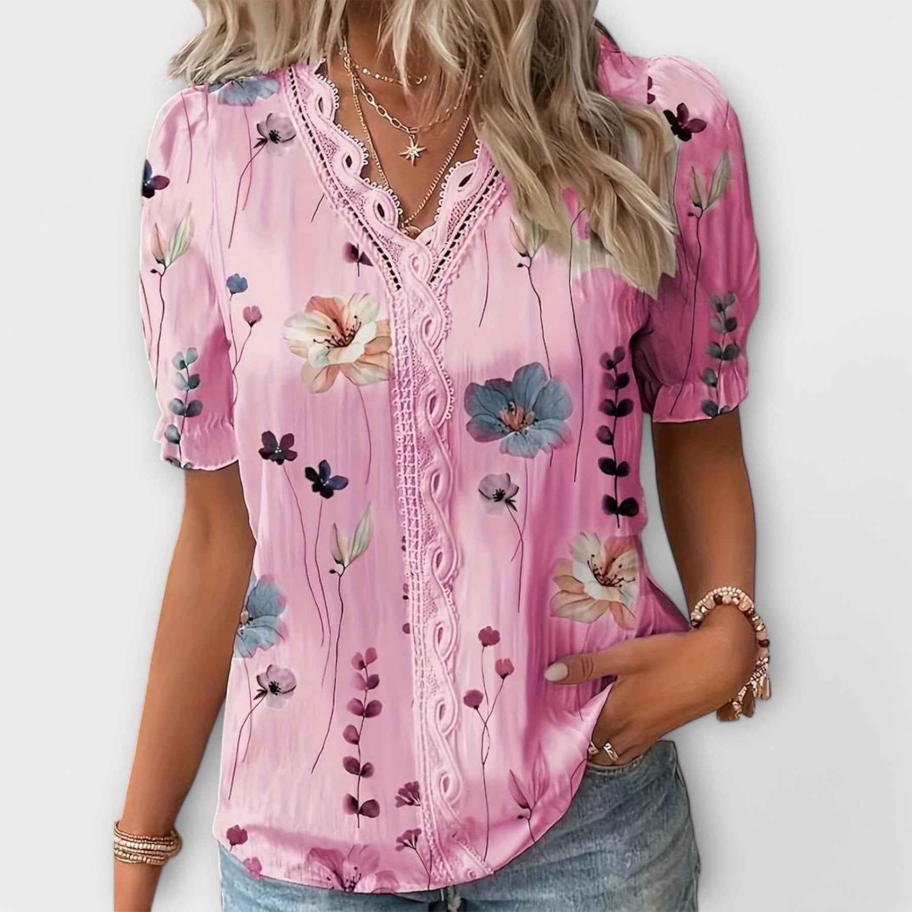 Damenbluse Emily mit V-Ausschnitt