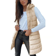 Lange ärmellose Damenjacke mit Kapuze – Ansicht 6
