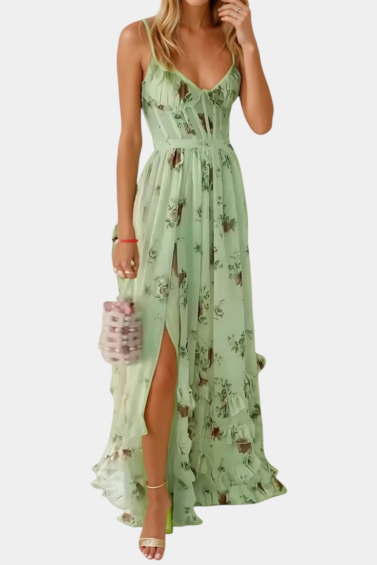 Luna – Maxikleid für Damen mit Korsett und Blumenmuster – Ansicht 4