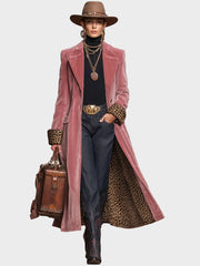 Sonia – Damen-Samtmantel mit Revers und Leopardenmuster – Ansicht 7