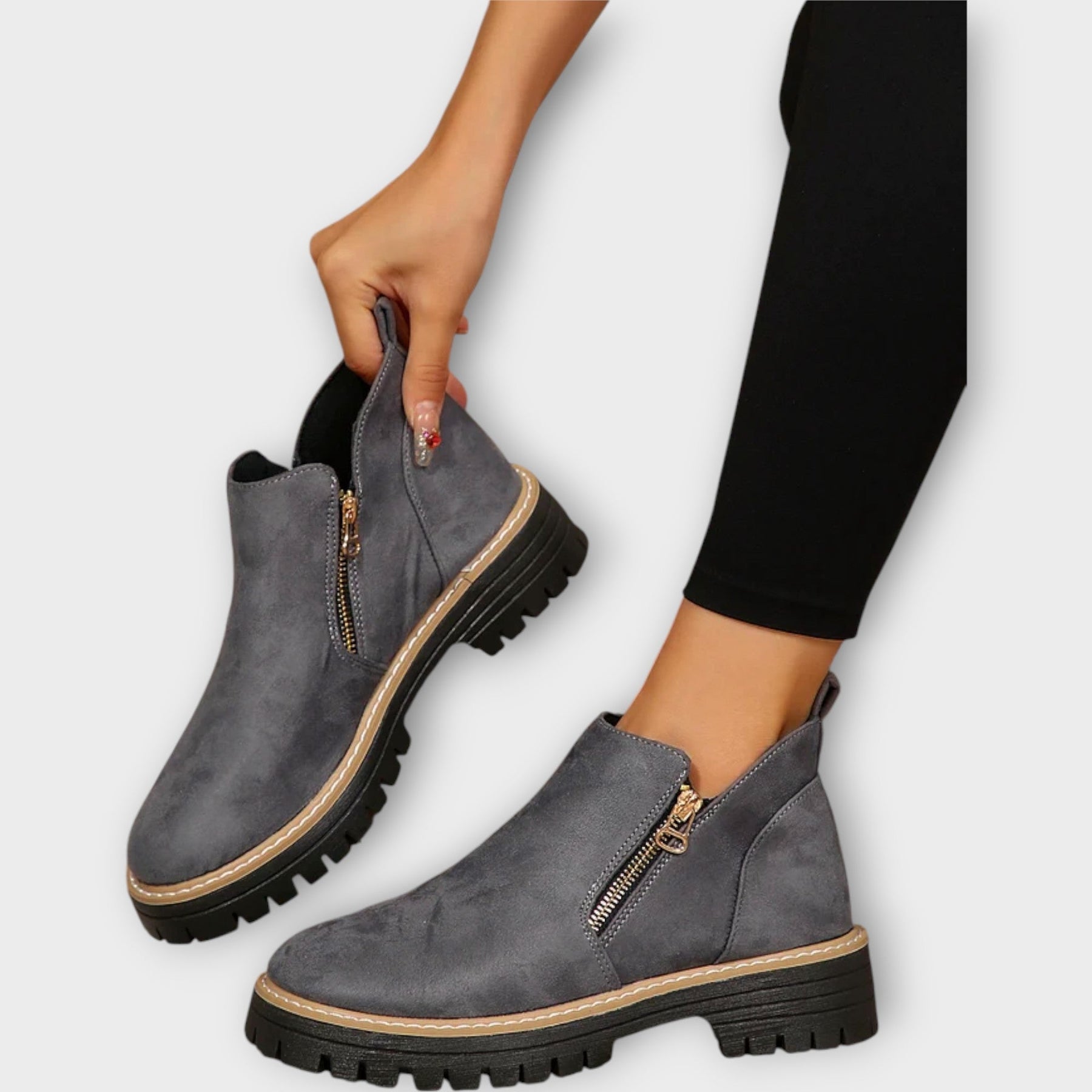 Elegante orthopädische Stiefeletten für Damen in einfarbigem Design – Ansicht 13