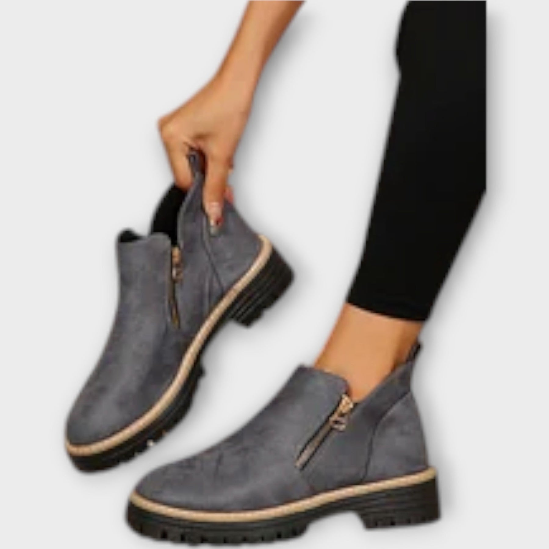 Elegante orthopädische Stiefeletten für Damen in einfarbigem Design – Ansicht 12