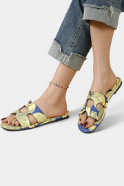 Flache Damen-Sandalen Berenice mit tropischem Muster