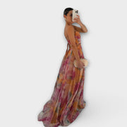 Luftiges Maxikleid für Damen mit Muster und schmalen Trägern – Ansicht 4