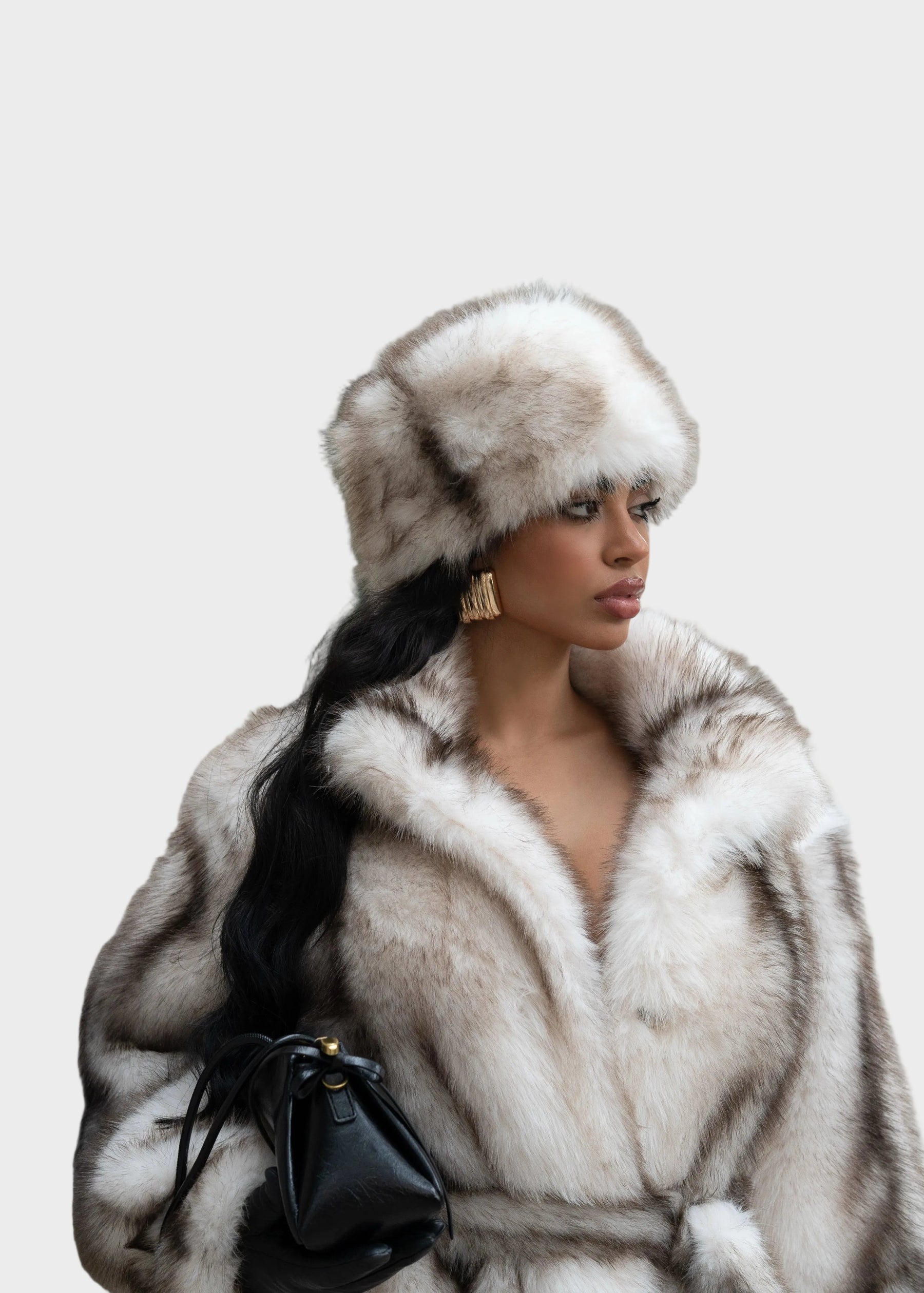 Karma – Weiße Damen-Wintermütze aus Kunstpelz