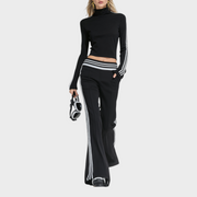 Rowena – Sportliches Damen-Set mit Stehkragen-Bluse und weiter Hose