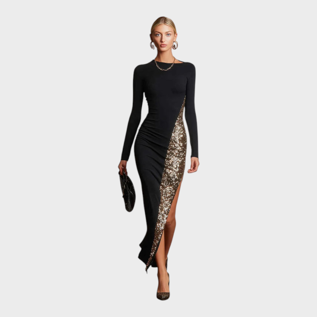 Harley – Schwarzes Maxikleid mit Pailletten