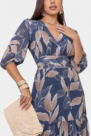 Aïsa – Langes florales Damenkleid mit Blättermuster – Ansicht 4