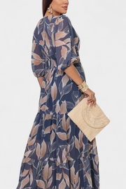 Aïsa – Langes florales Damenkleid mit Blättermuster – Ansicht 5