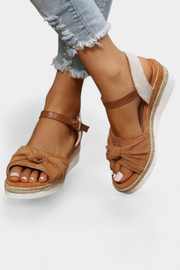 Damen-Plateausandalen Loura mit Schleife und Seilsohle