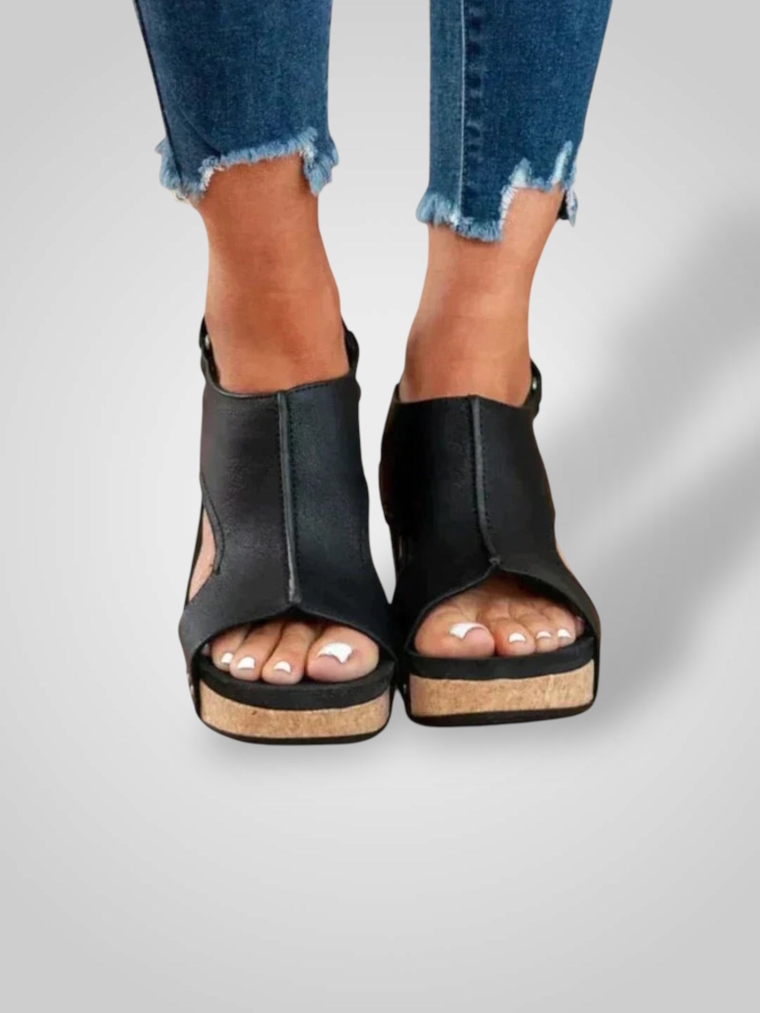 Kora – Orthopädische Ledersandalen für Damen mit Korkabsatz – Ansicht 3