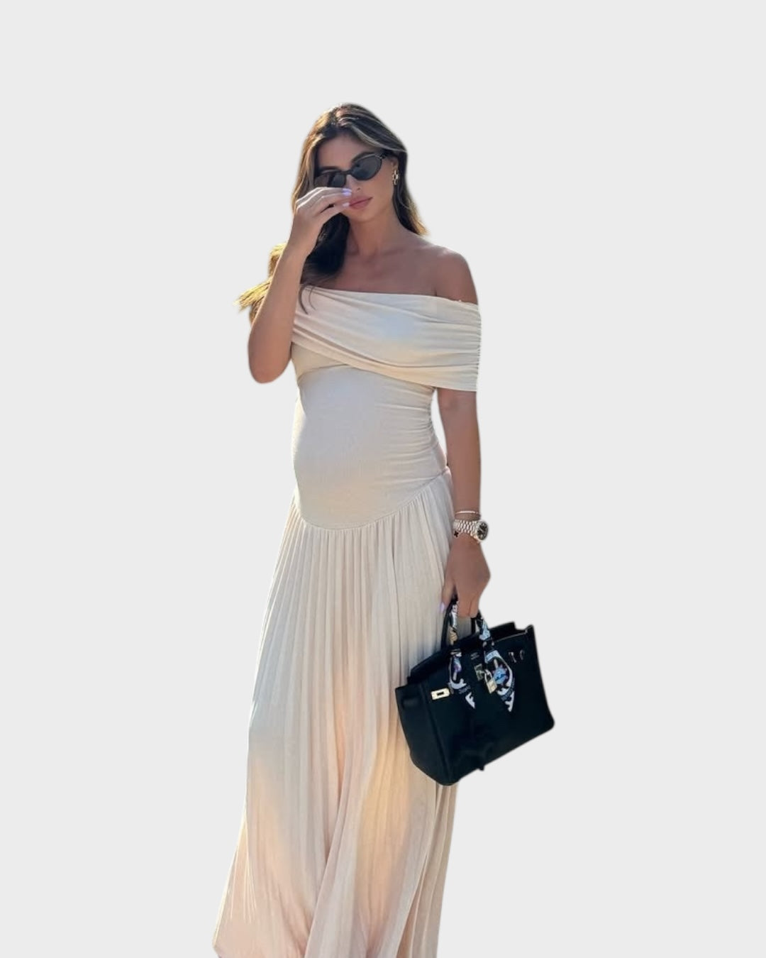 Umstands-Maxikleid Amara für Damen mit Falten – Ansicht 3