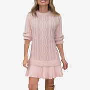 Isolde – Strickkleid für Damen mit Plisseesaum – Ansicht 4