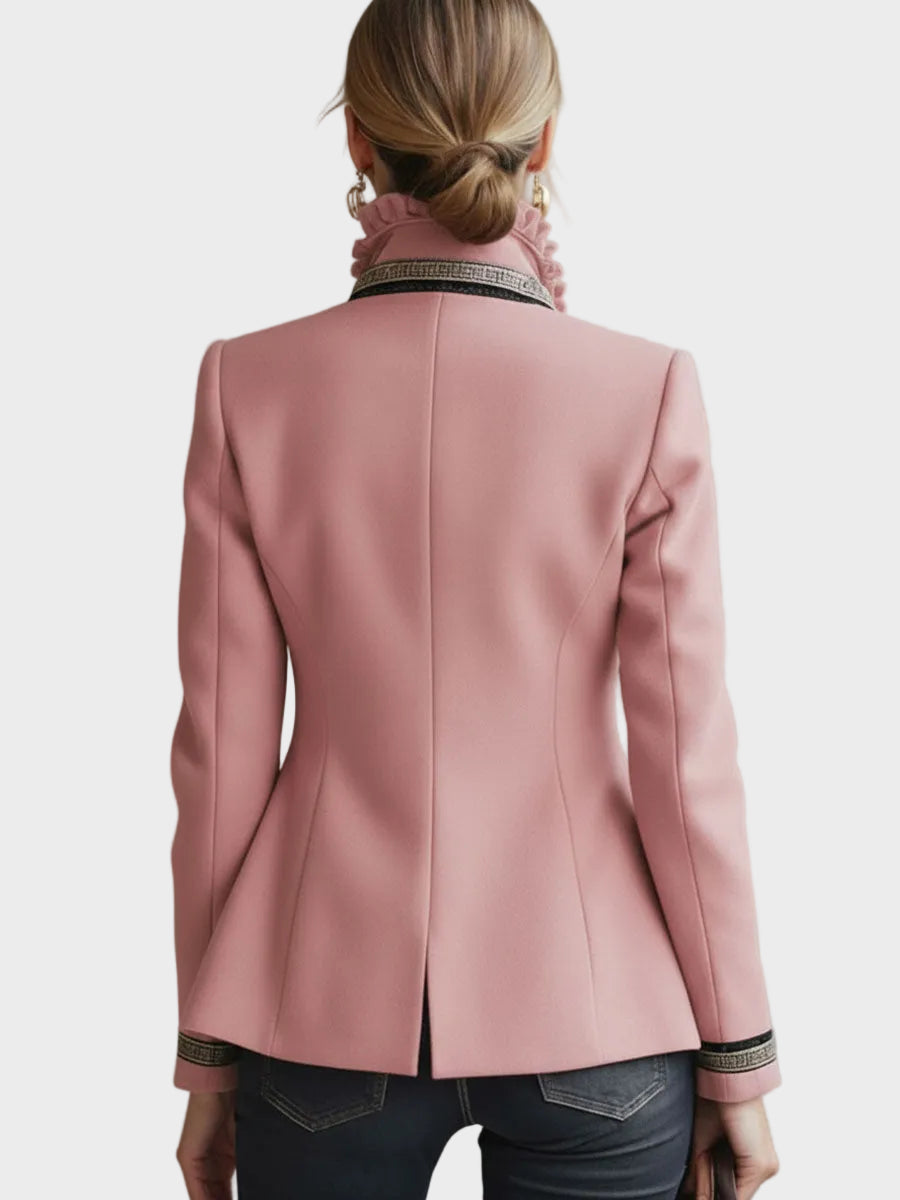 Harmony – Damen-Wolljacke mit Stehkragen und Rosenstickerei – Ansicht 5