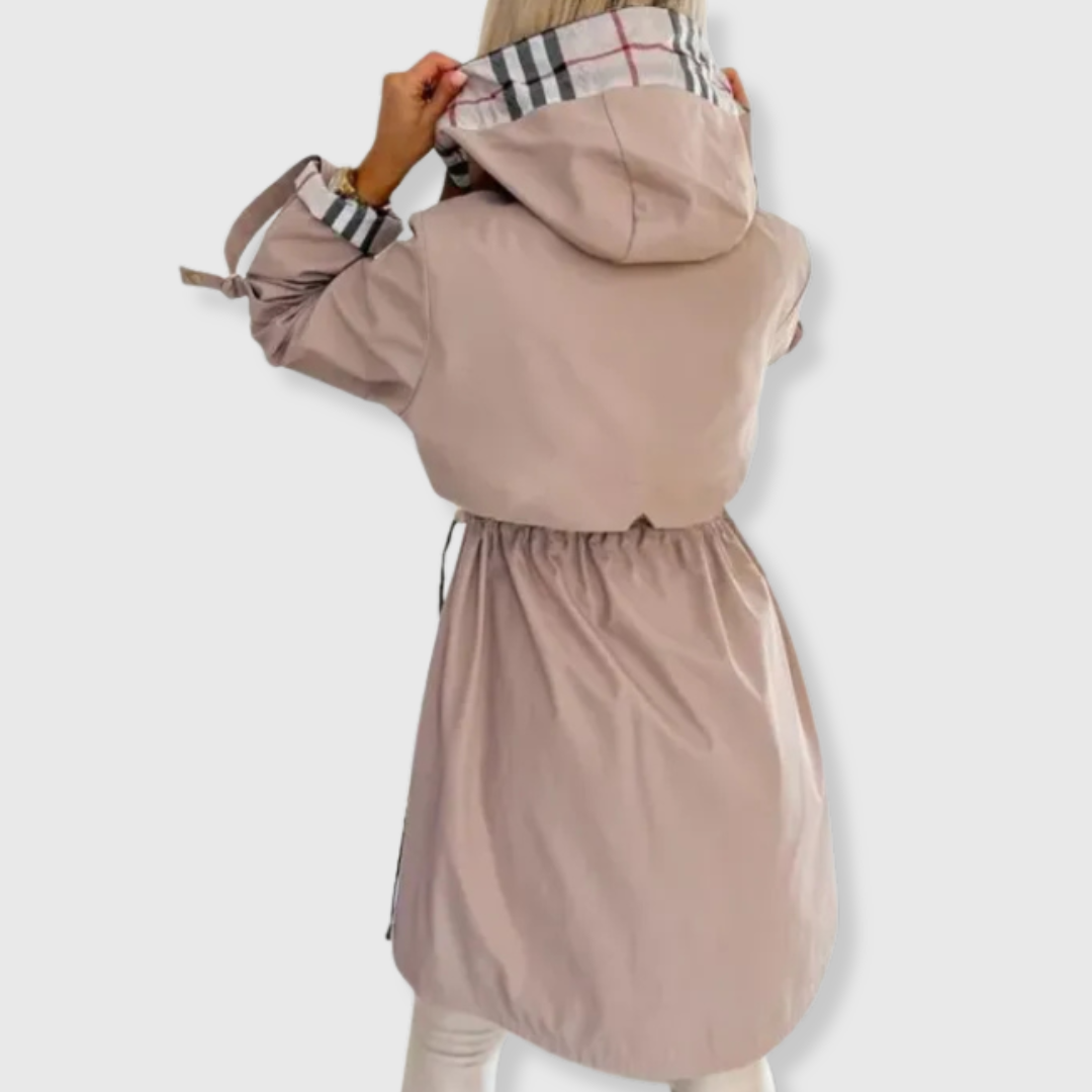 Lange Kapuzenjacke für Damen mit eleganten Details – Ansicht 5