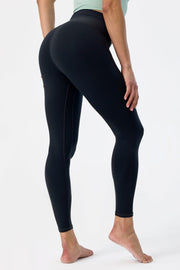 Damen-Leggings mit hohem Bund und Gesäßtasche – Ansicht 2