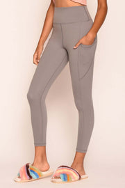 Einfarbige Damen-Yoga-Leggings mit Seitentasche