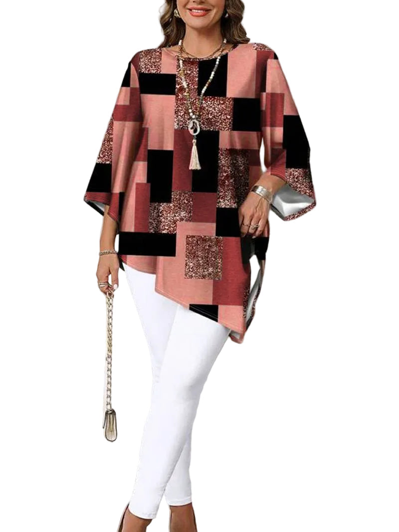 Nurit – Oversize-Bluse mit Karomuster und kurzen Ärmeln – Ansicht 5