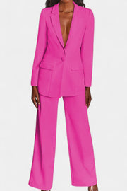 Marnie – Damen-Set mit strukturiertem Blazer und hoch geschnittener weiter Hose – Ansicht 11