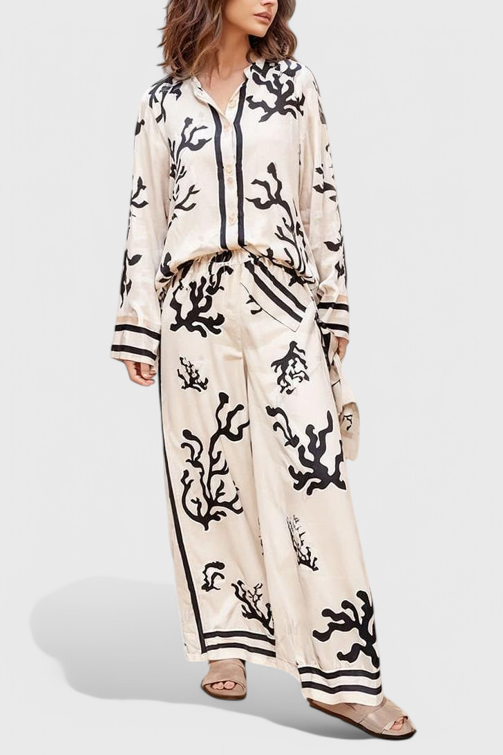 Damen-Set Nazaret mit weiter Hose und künstlerischem Print – Ansicht 2
