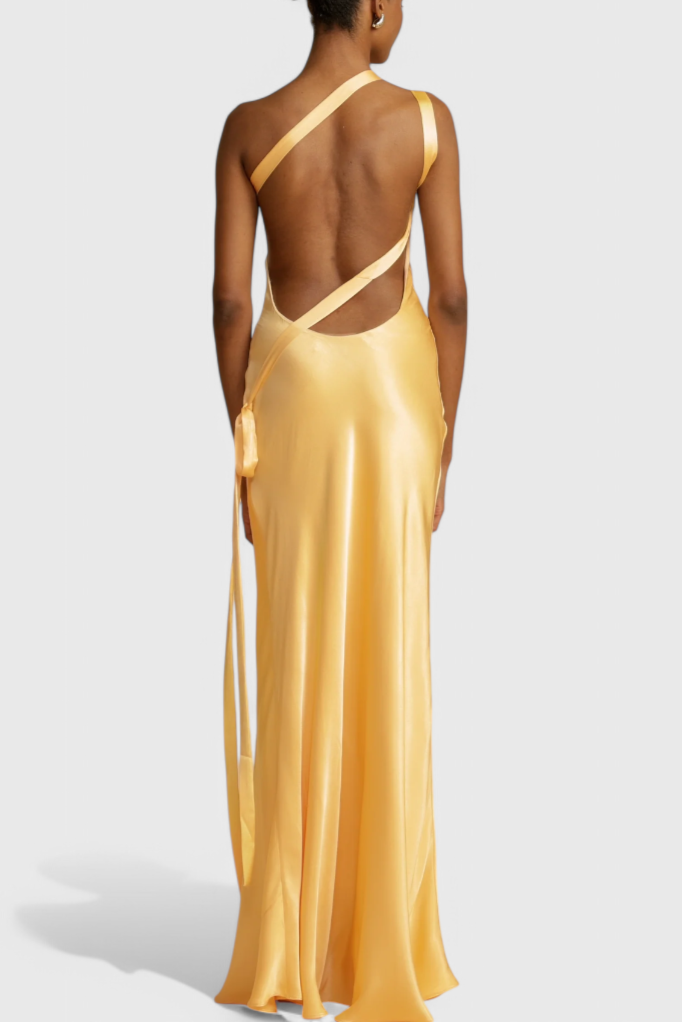 Lucra – Maxikleid für Damen mit offenem Rücken und diagonalen Trägern – Ansicht 5