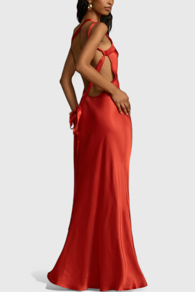 Lucra – Maxikleid für Damen mit offenem Rücken und diagonalen Trägern – Ansicht 9