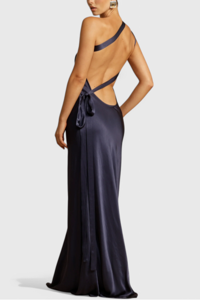 Lucra – Maxikleid für Damen mit offenem Rücken und diagonalen Trägern – Ansicht 3