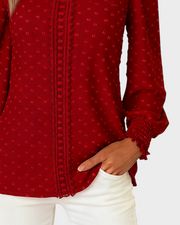 Lilibeth – Damenbluse mit Rundhalsausschnitt und Puffärmeln – Ansicht 2