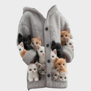 Sanya – Flauschiger Damen-Hoodie mit Katzenmuster – Ansicht 3