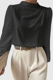 Elegante Damenbluse Zaraa mit transparenten Ärmeln – Ansicht 3
