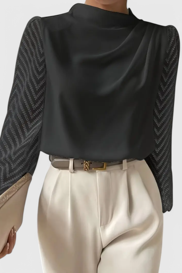 Elegante Damenbluse Zaraa mit transparenten Ärmeln – Ansicht 3