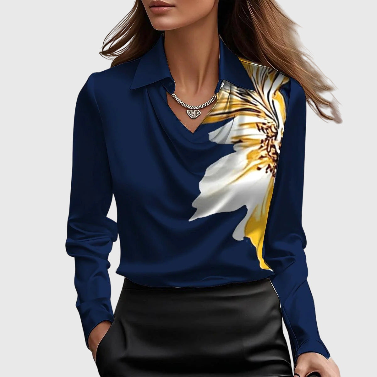 Damenbluse Sylvie mit Glitzer und Plissee-Kragen – Ansicht 9