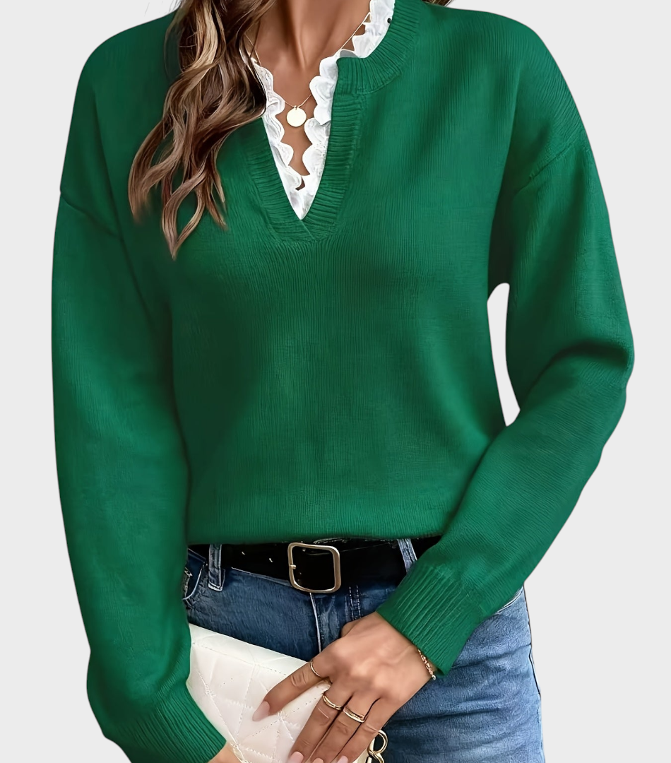 Damen-Pullover Yasmine mit Spitze und offenem Halsausschnitt – Ansicht 7