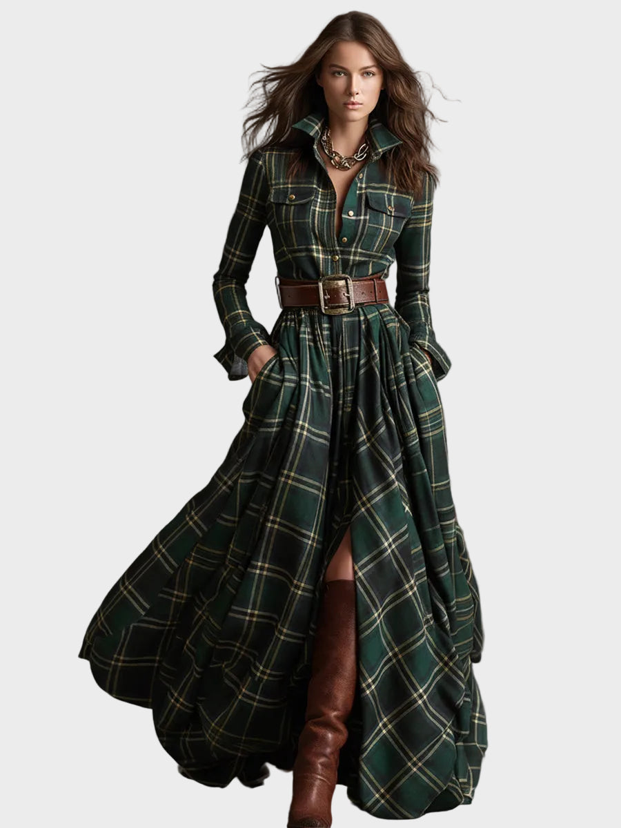 Scarlett – Hemdblusenkleid mit Gürtel im Karomuster – Ansicht 10