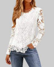 Damen-Basic-Langarmtop mit Spitze – Ansicht 2