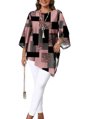 Nurit – Oversize-Bluse mit Karomuster und kurzen Ärmeln