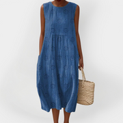 Katerina – Elegantes ärmelloses Baumwollkleid für Damen mit Taschen – Ansicht 5