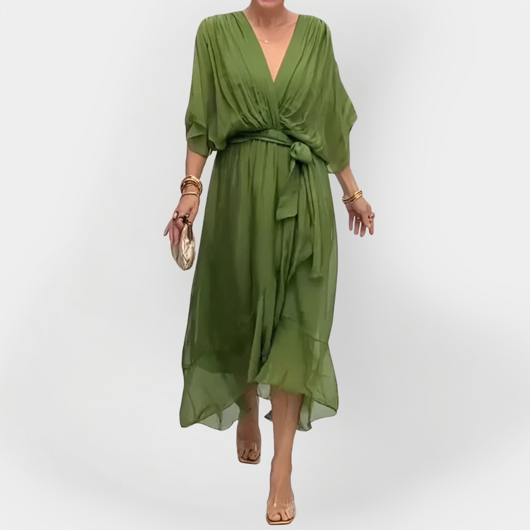 Monika – Luftiges Chiffonkleid für Damen mit V-Ausschnitt – Ansicht 5