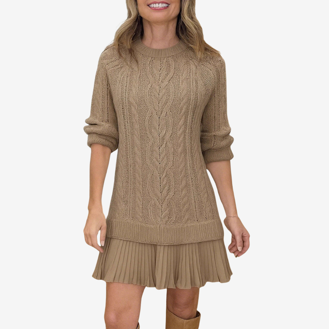 Isolde – Strickkleid für Damen mit Plisseesaum – Ansicht 5