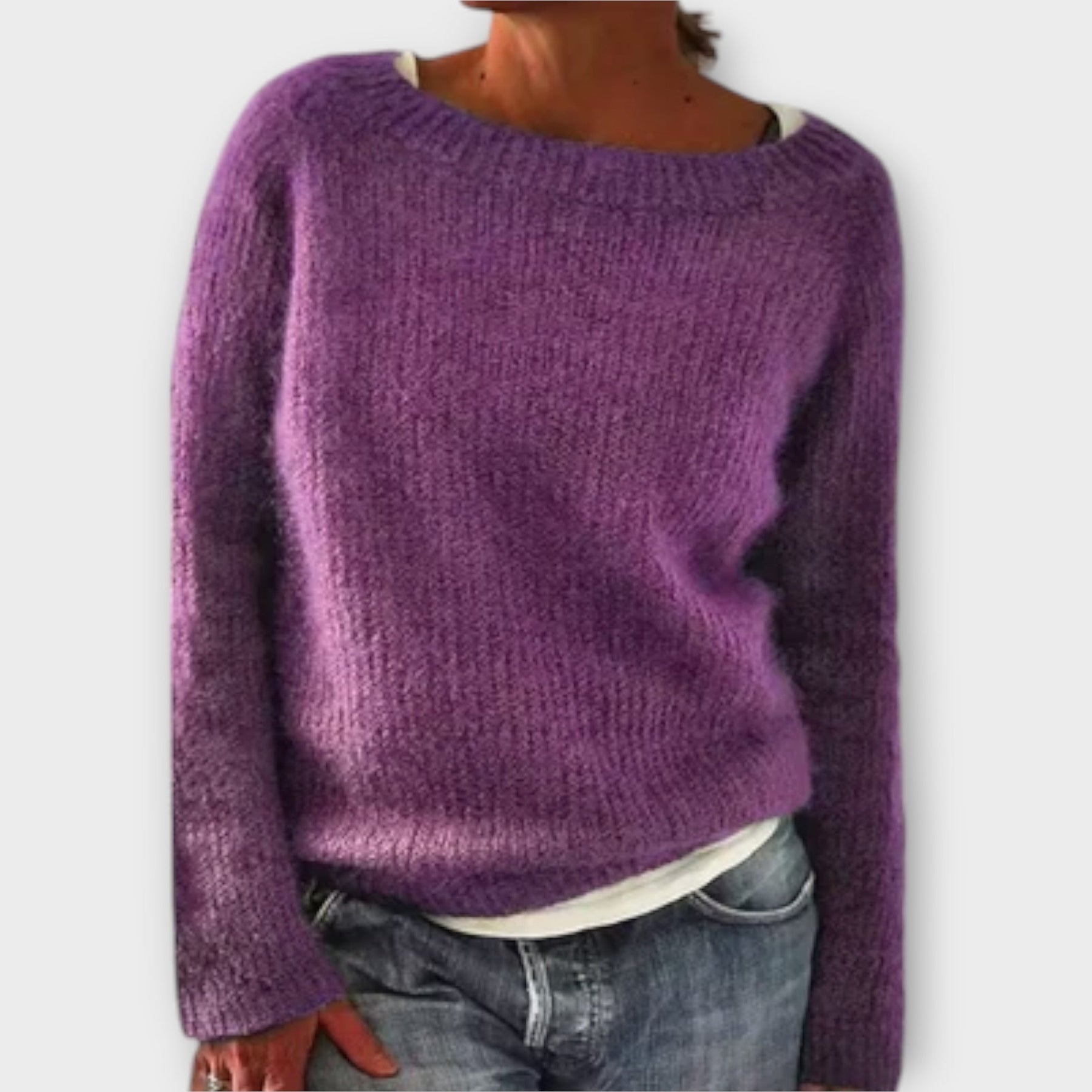Einfarbiger Damen-Strickpullover Regine – Ansicht 2