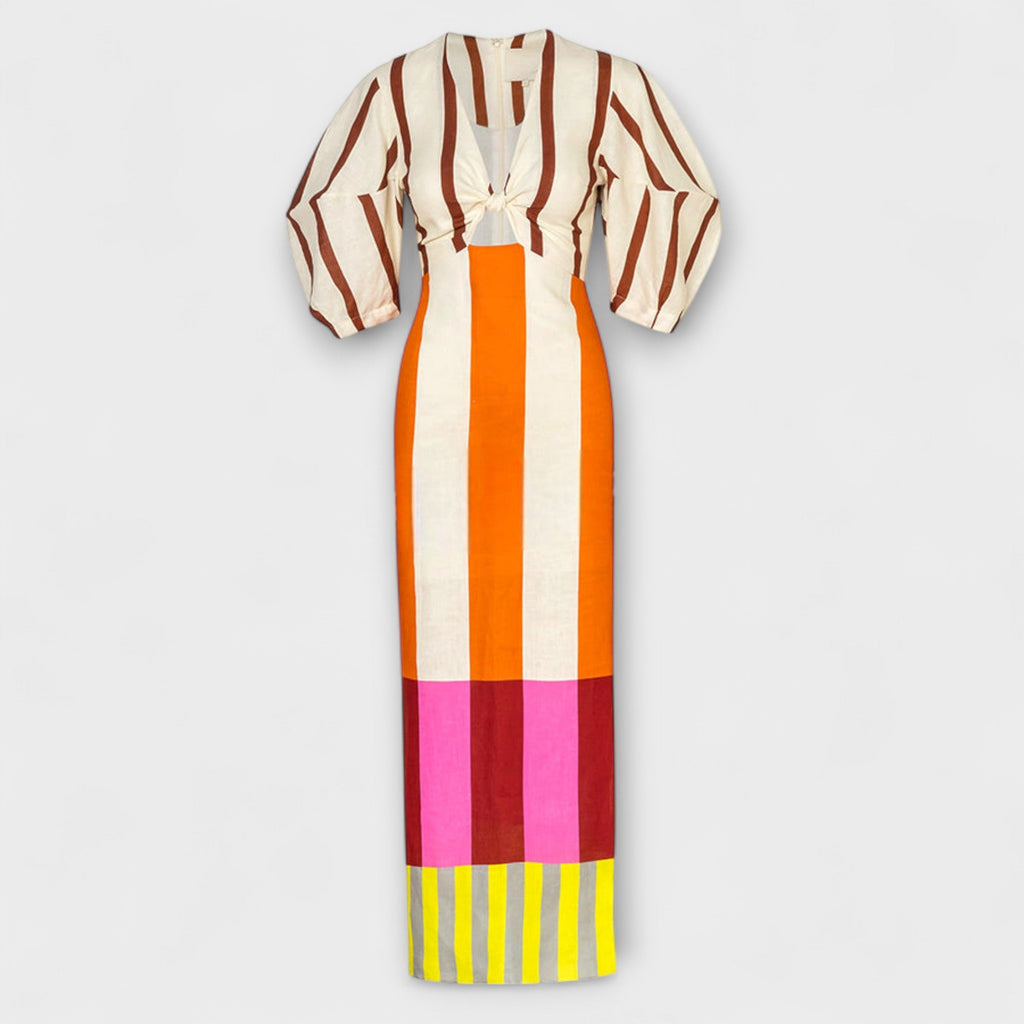 Kaya – Maxikleid mit Cut-out und Puffärmeln