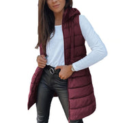 Lange ärmellose Damenjacke mit Kapuze – Ansicht 5