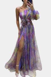 Damen-One-Shoulder-Maxikleid Amelie mit drapiertem Rock – Ansicht 2